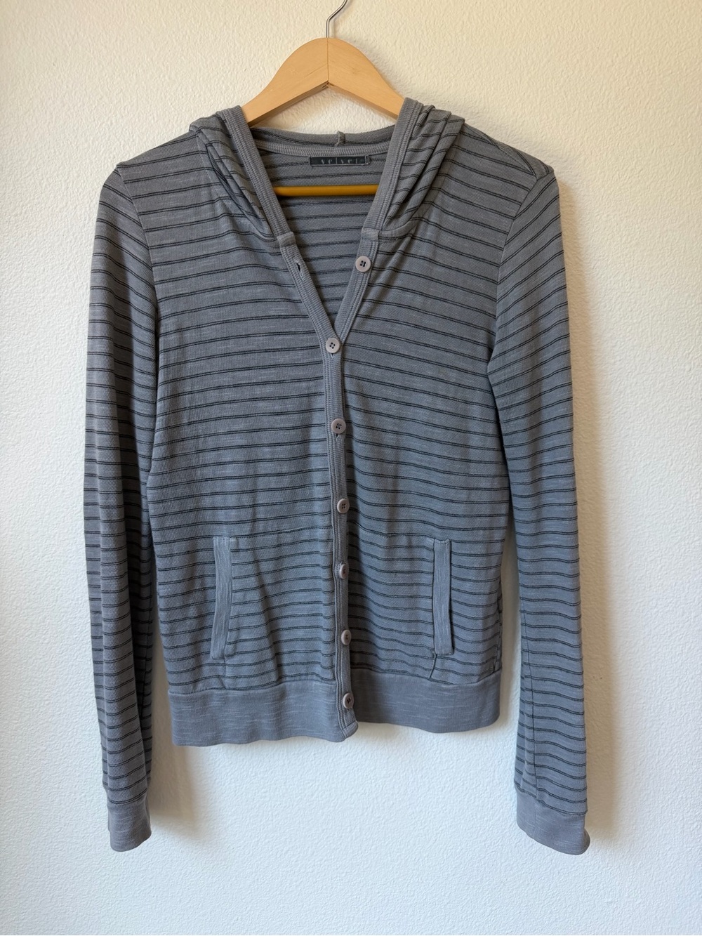 Velvet by Graham & Spencer Gray Striped Hooded Cardigan | Size S